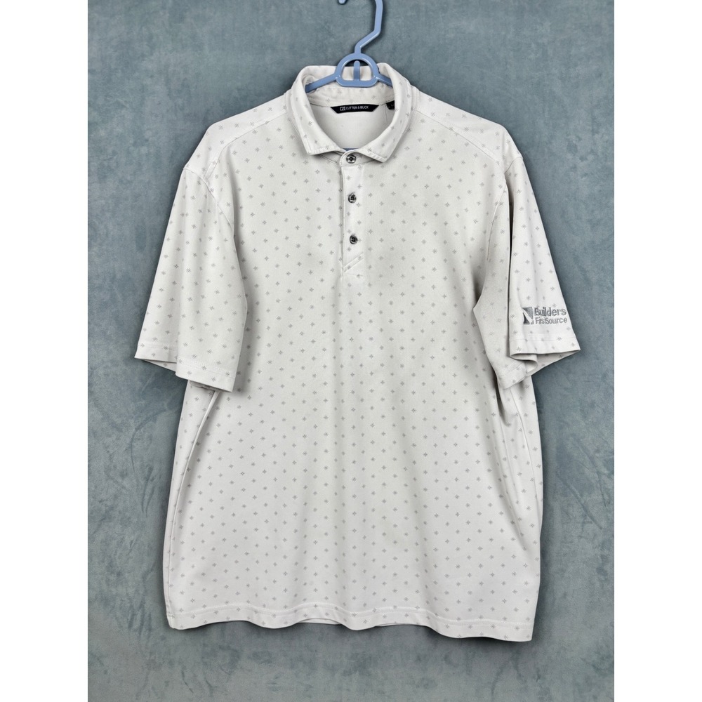 Cutter & Buck Mens Polo Shirt Large Gray Starburst Builders FirstSource MCK01170